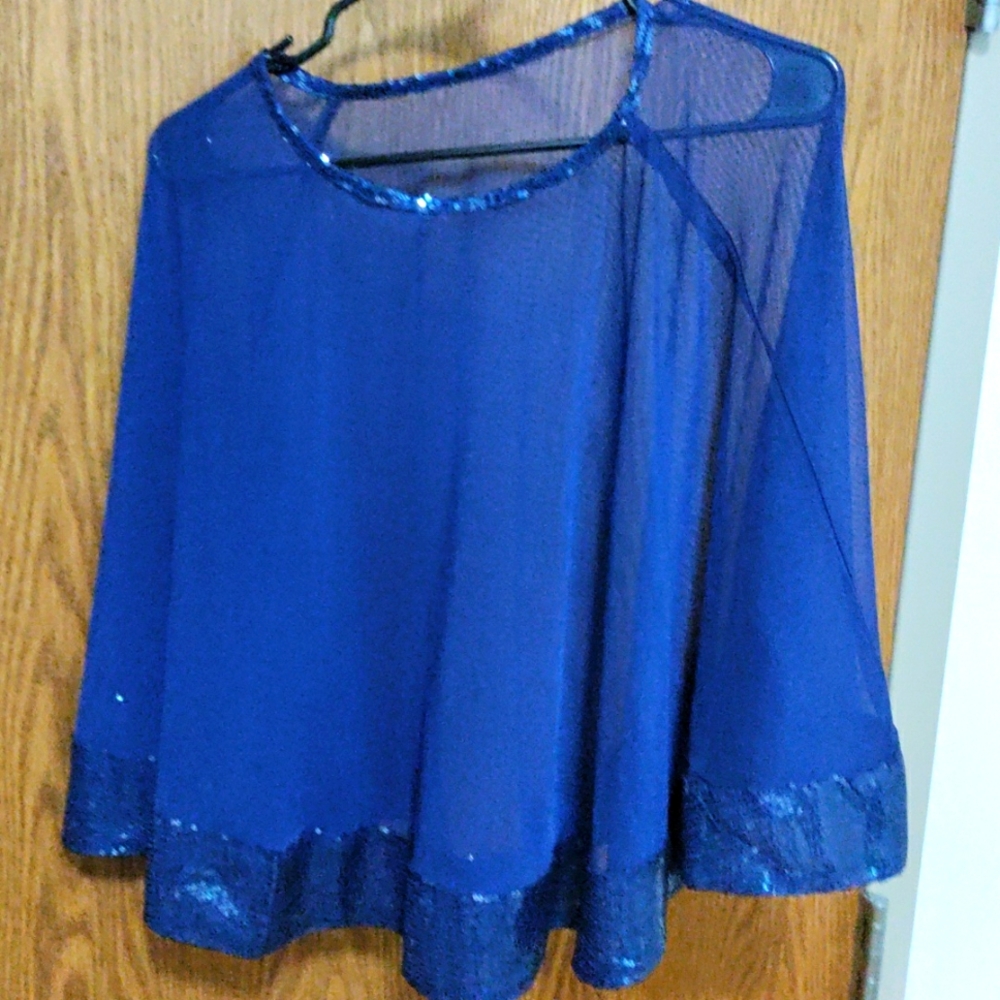 Royal Blue net shrug with sequins